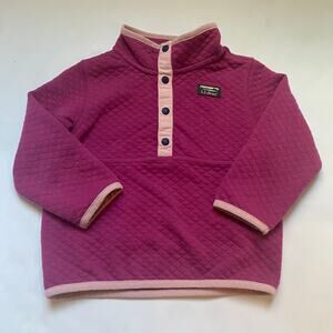 LLBean Quilted Sweater Fleece Pink Kids Pullover